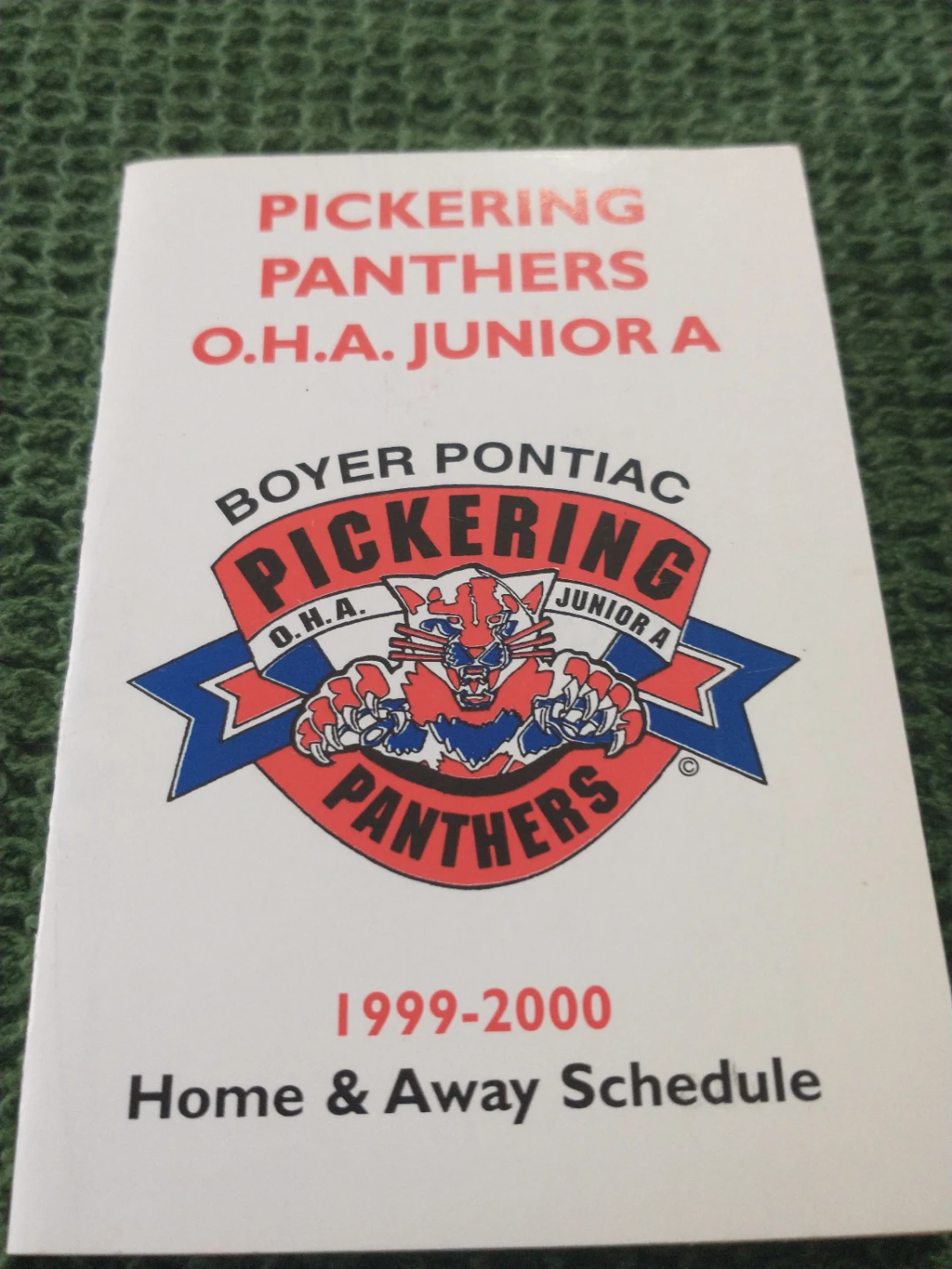 Pickering Panthers OHA Junior A Home & Away Schedule 1999-2000