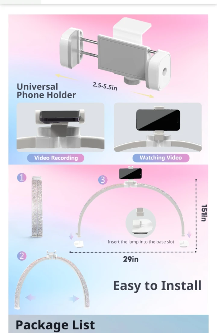 UBeesize Half Moon LED Desk Lamp with Phone Holder - photo 4