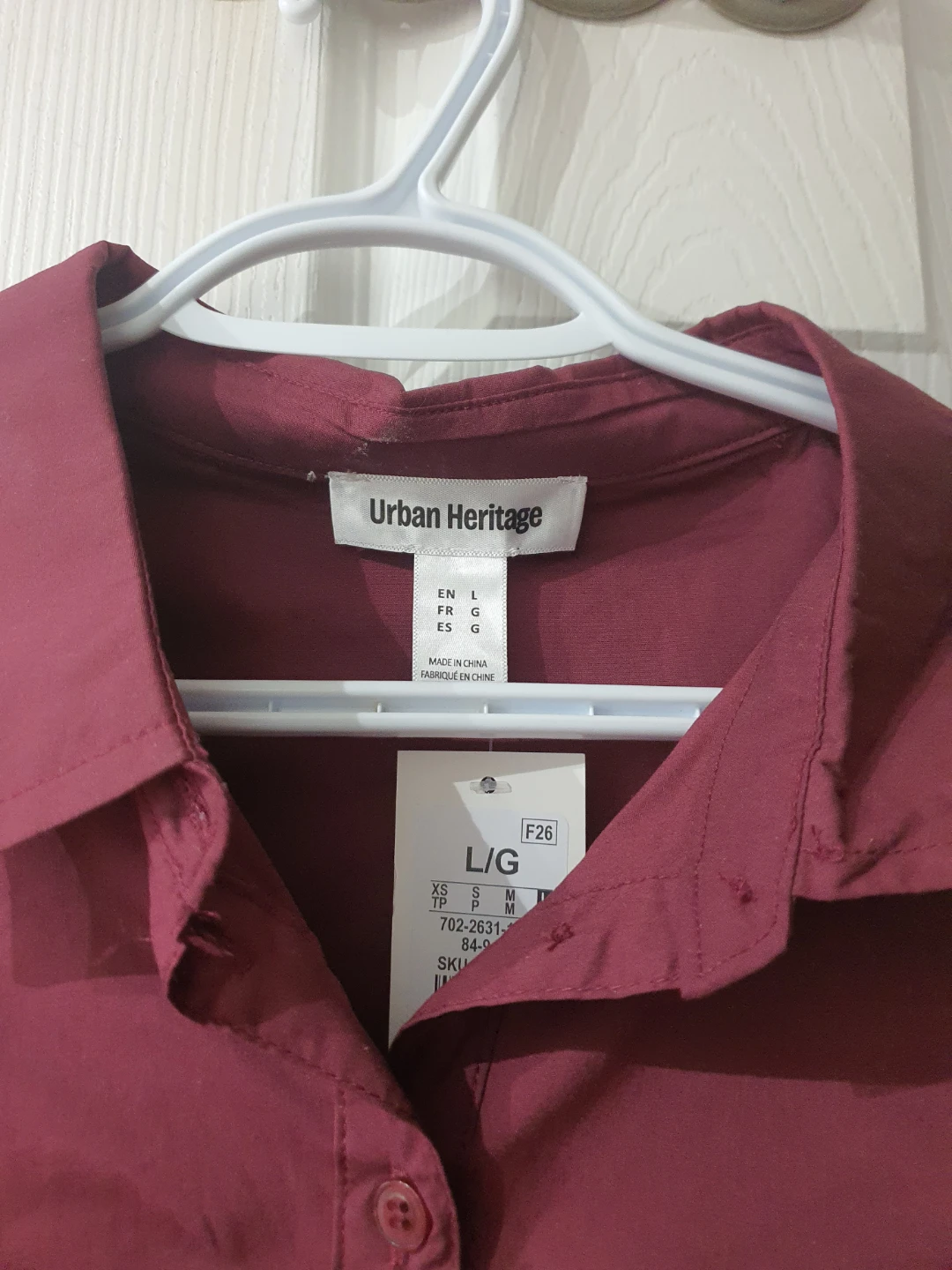 Burgundy Ruched Button-Up Shirt - photo 3