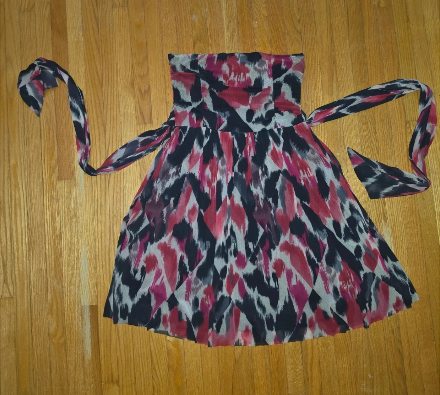 Weston Wear Strapless Layered Belted Print Dress
