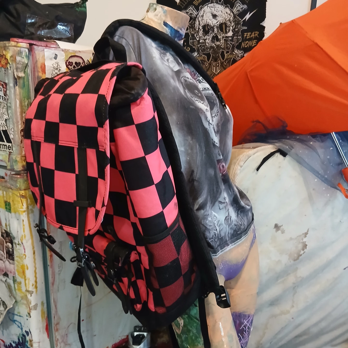 Herschel Backpack Pink and Black Checkered - photo 3