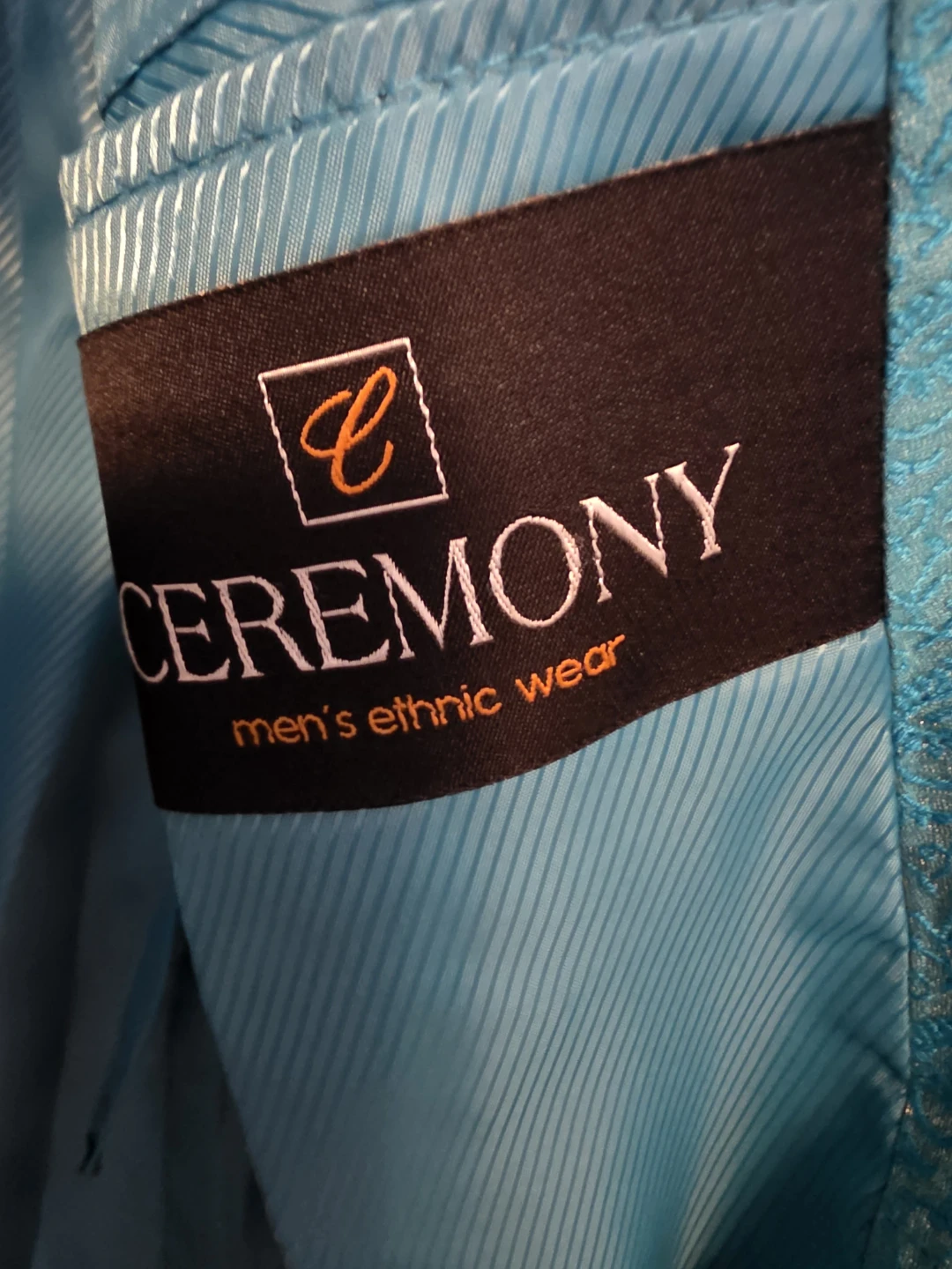 Ceremony Men's Ethnic Wear Turquoise Beaded Kurta - photo 2