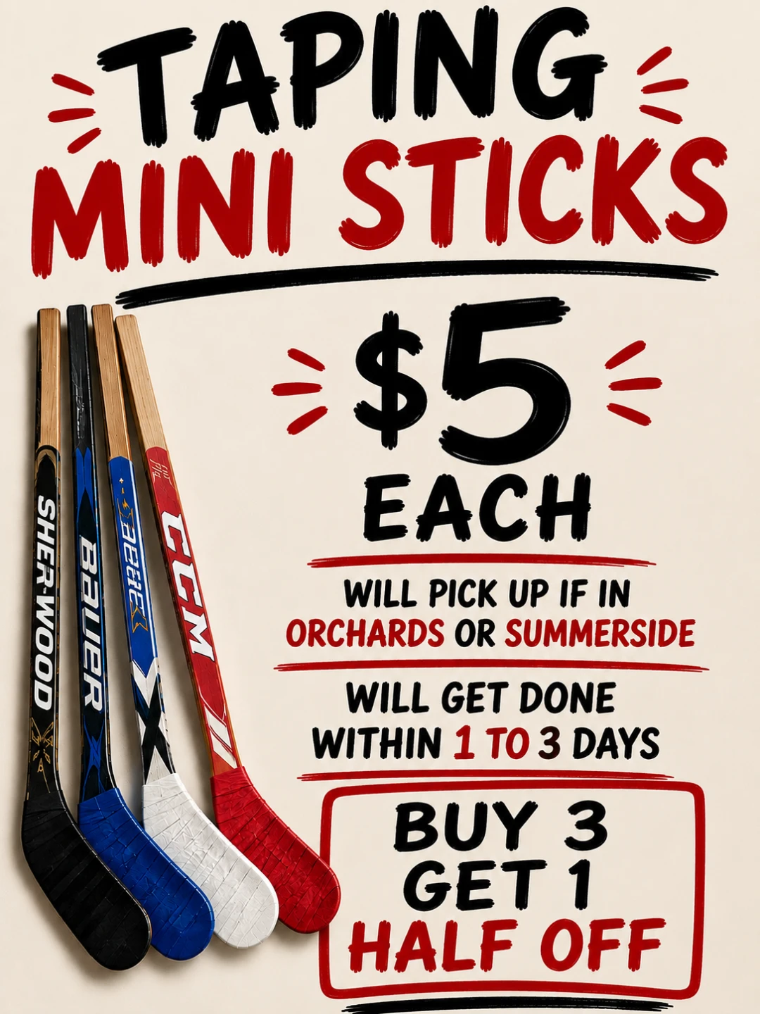 Mini Hockey Sticks - Taping Service