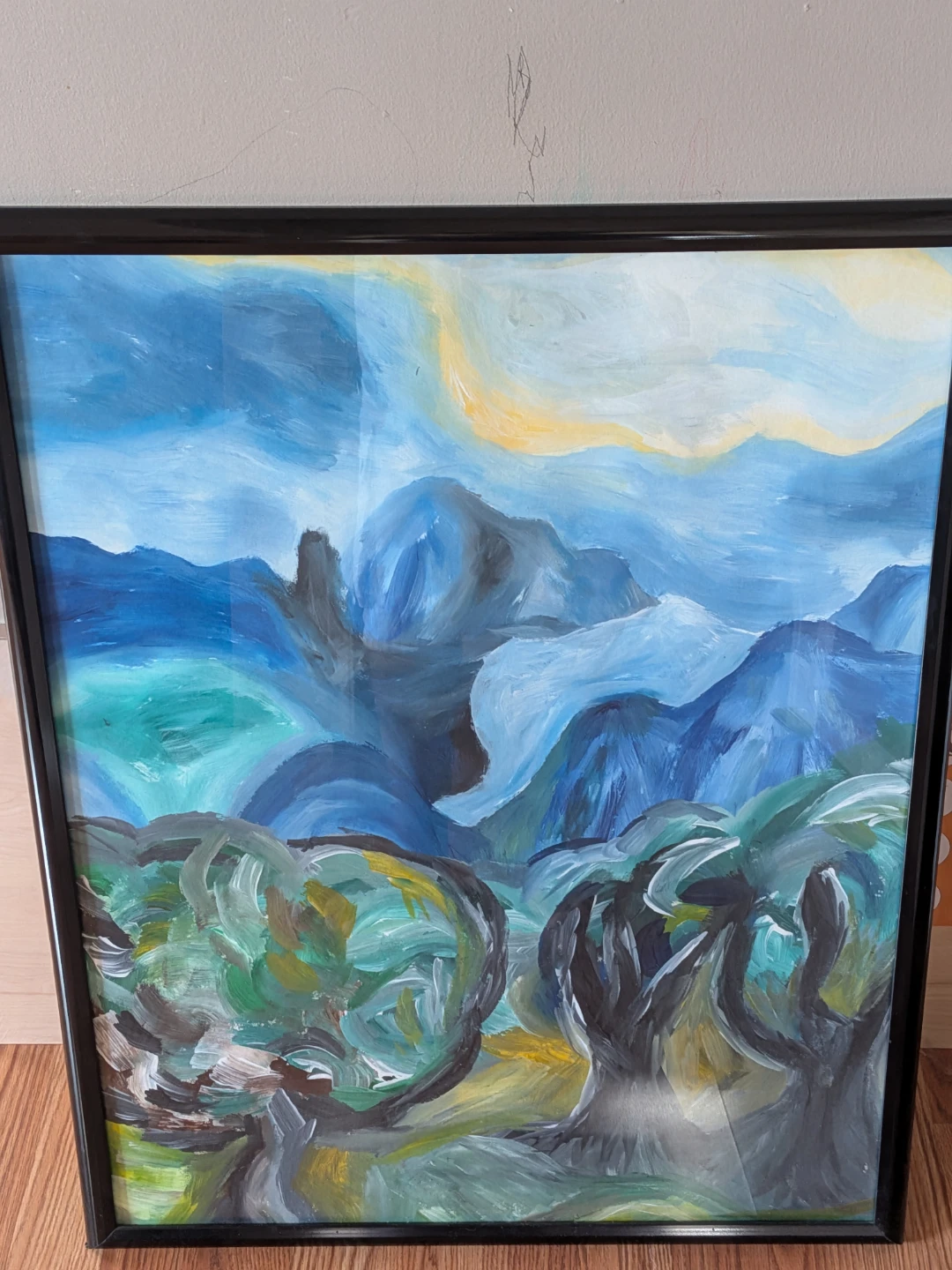 Framed Mountain Landscape Painting