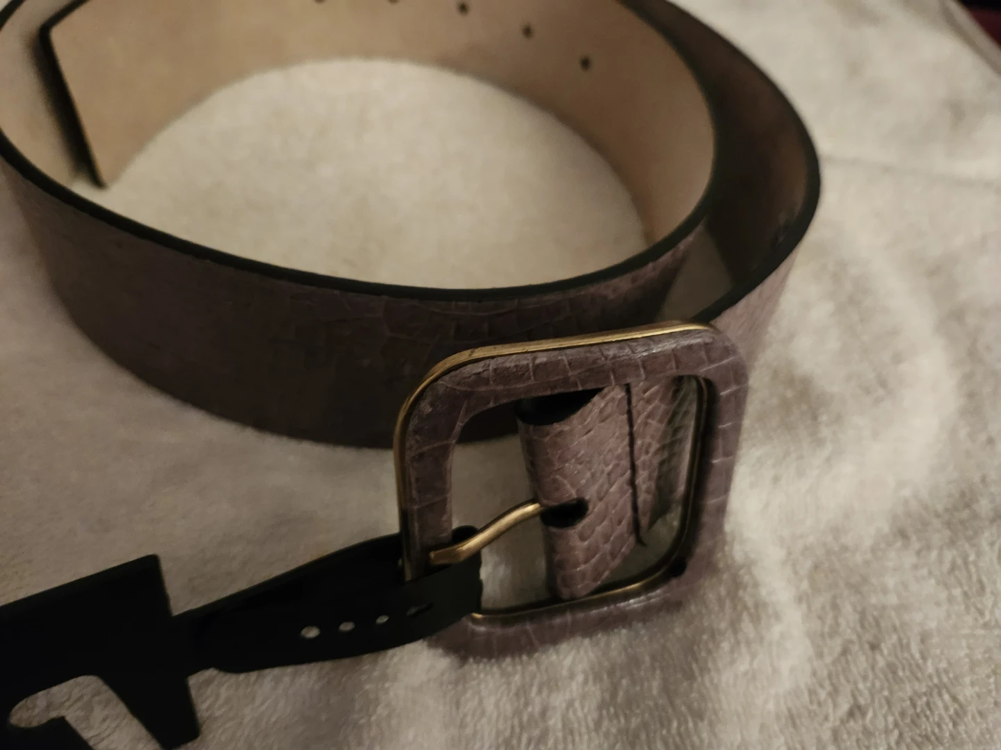 NEW W/TAG 9 West Croc Embossed Belt Large TAUPE BROWN