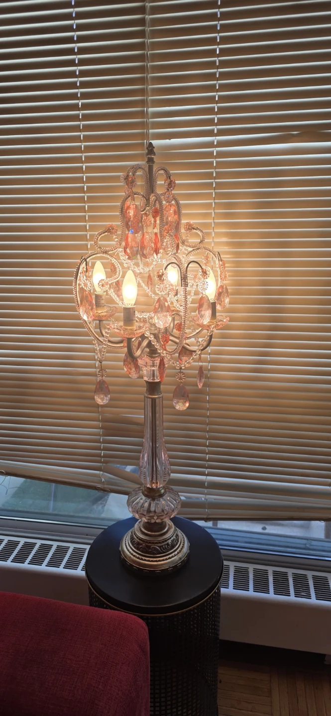 33" Vintage Pink Chandelier Style Table Lamp - photo 4