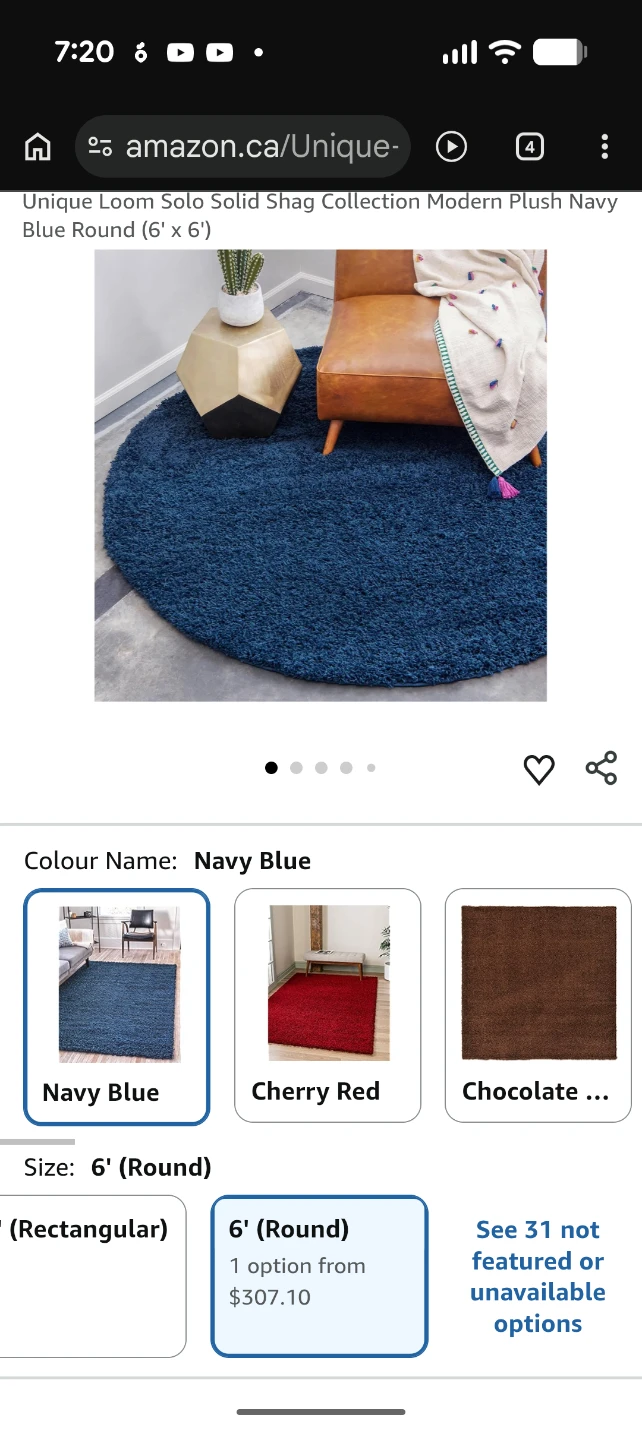 Unique Loom Solo Solid Shag Round Rug - Sapphire Blue w/pillow