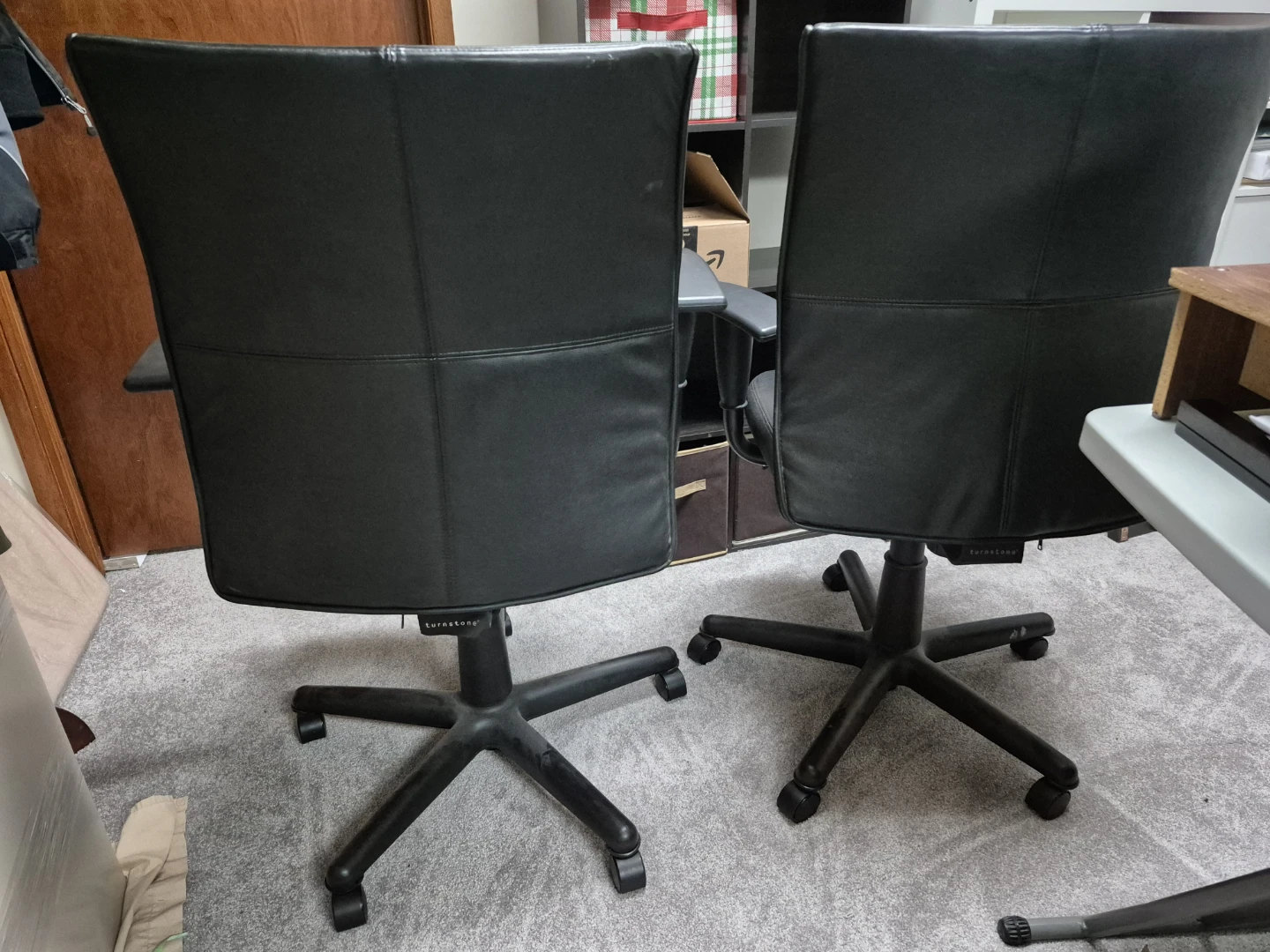 Black Leather Office Chairs (Set of 2) - photo 3