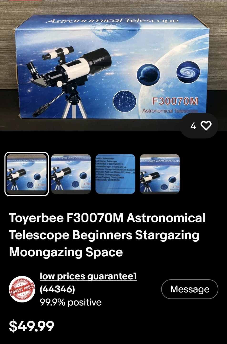 ToyerBee F30070M Astronomical Telescope - photo 3