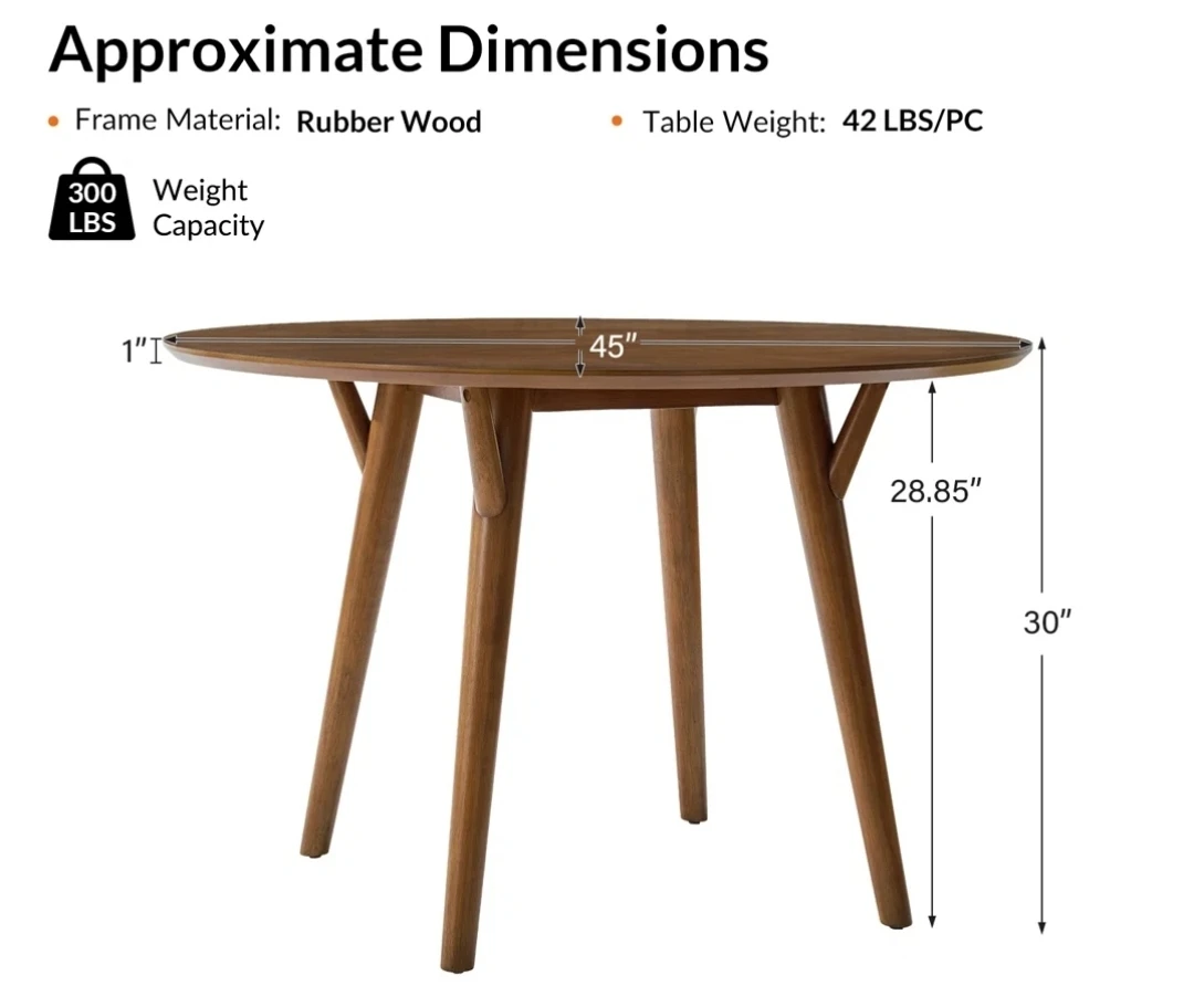 Round Dining Table with Wooden Legs - photo 2