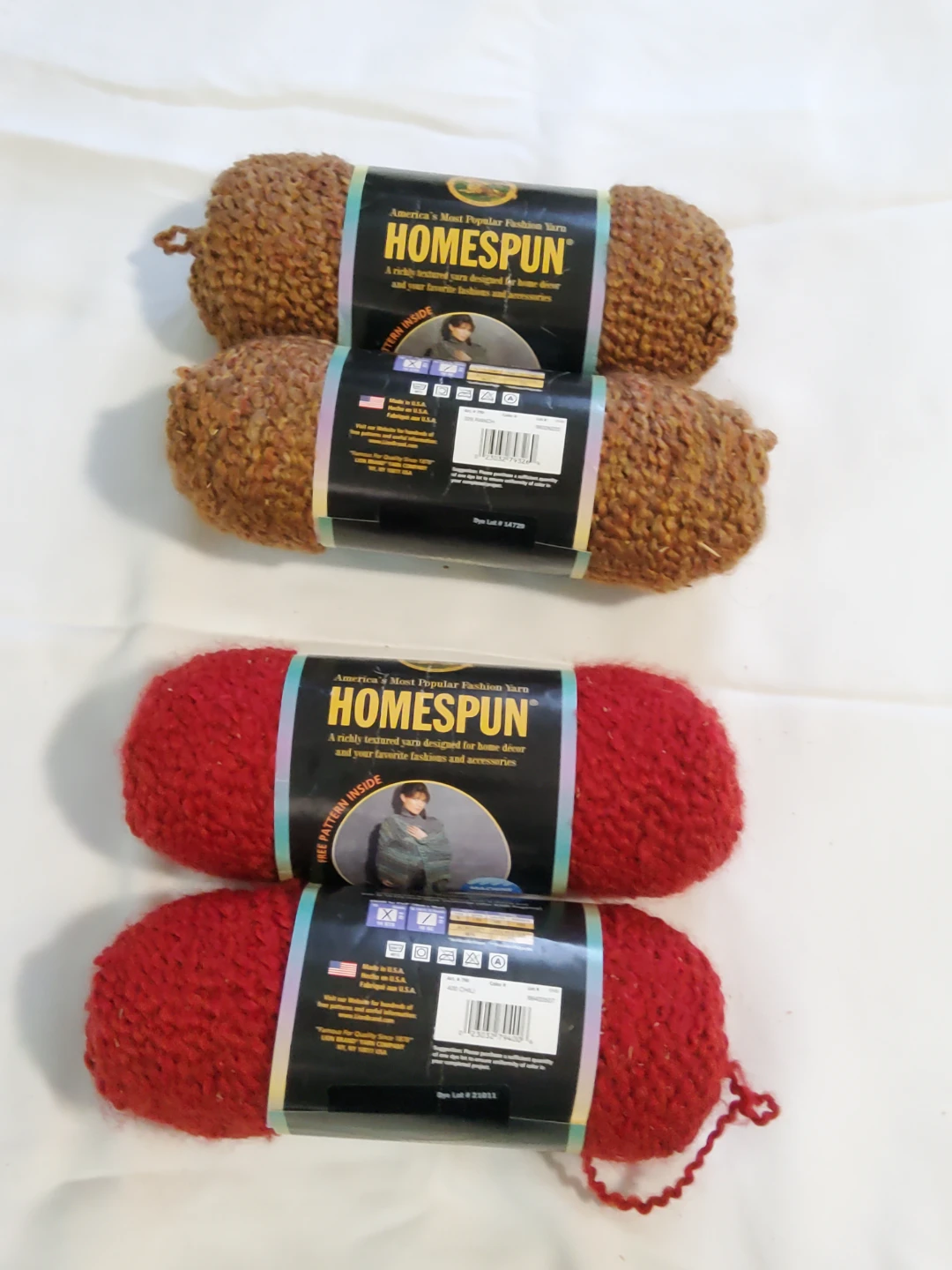 4 skeins of Lion Brand Homespun yarn