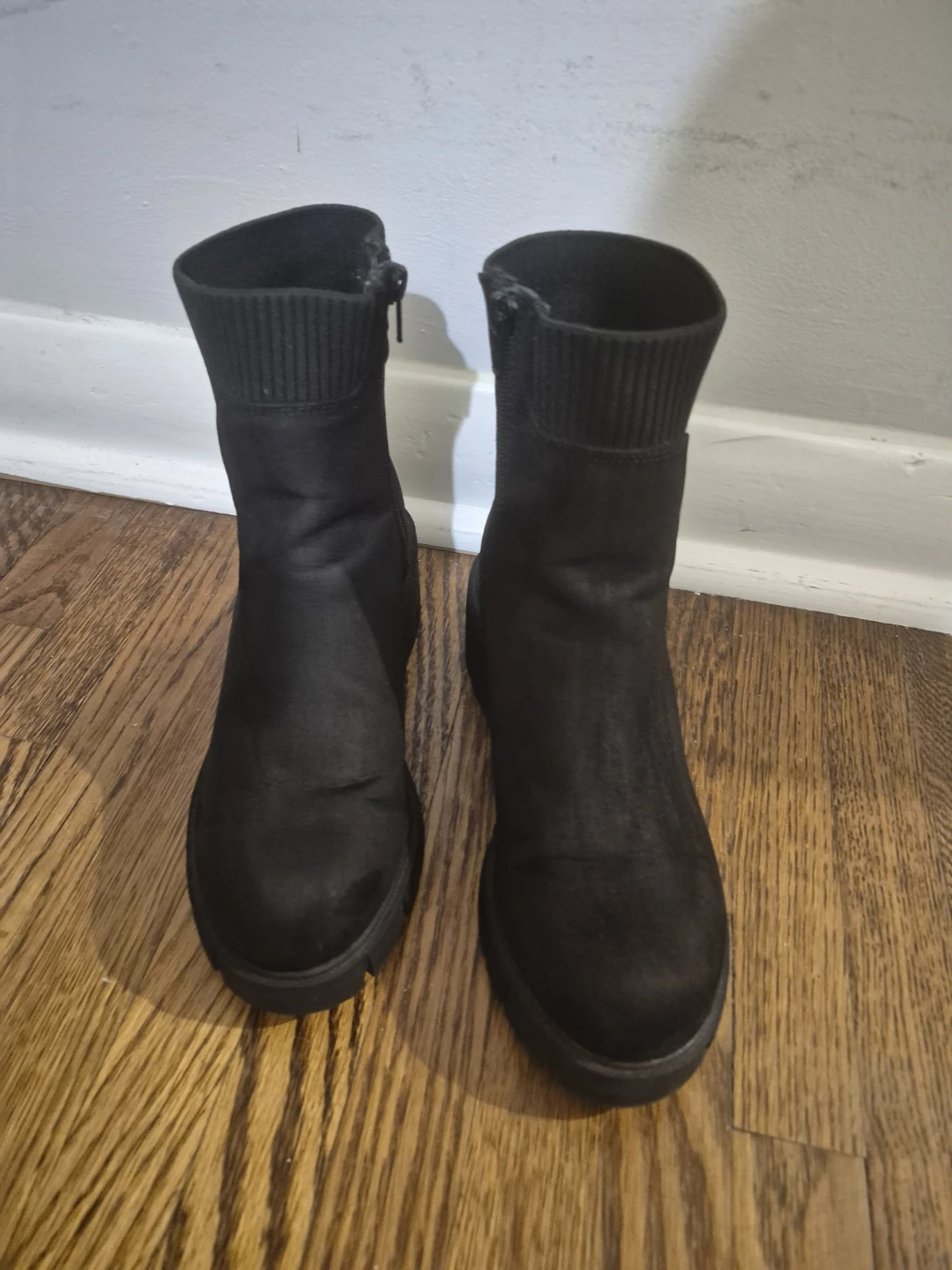Time and Tru Black Suede Ankle Boots Size 7
