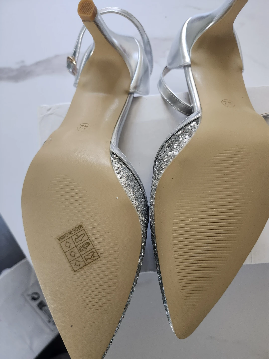 New Silver Glitter Heels with Ankle Strap - photo 5