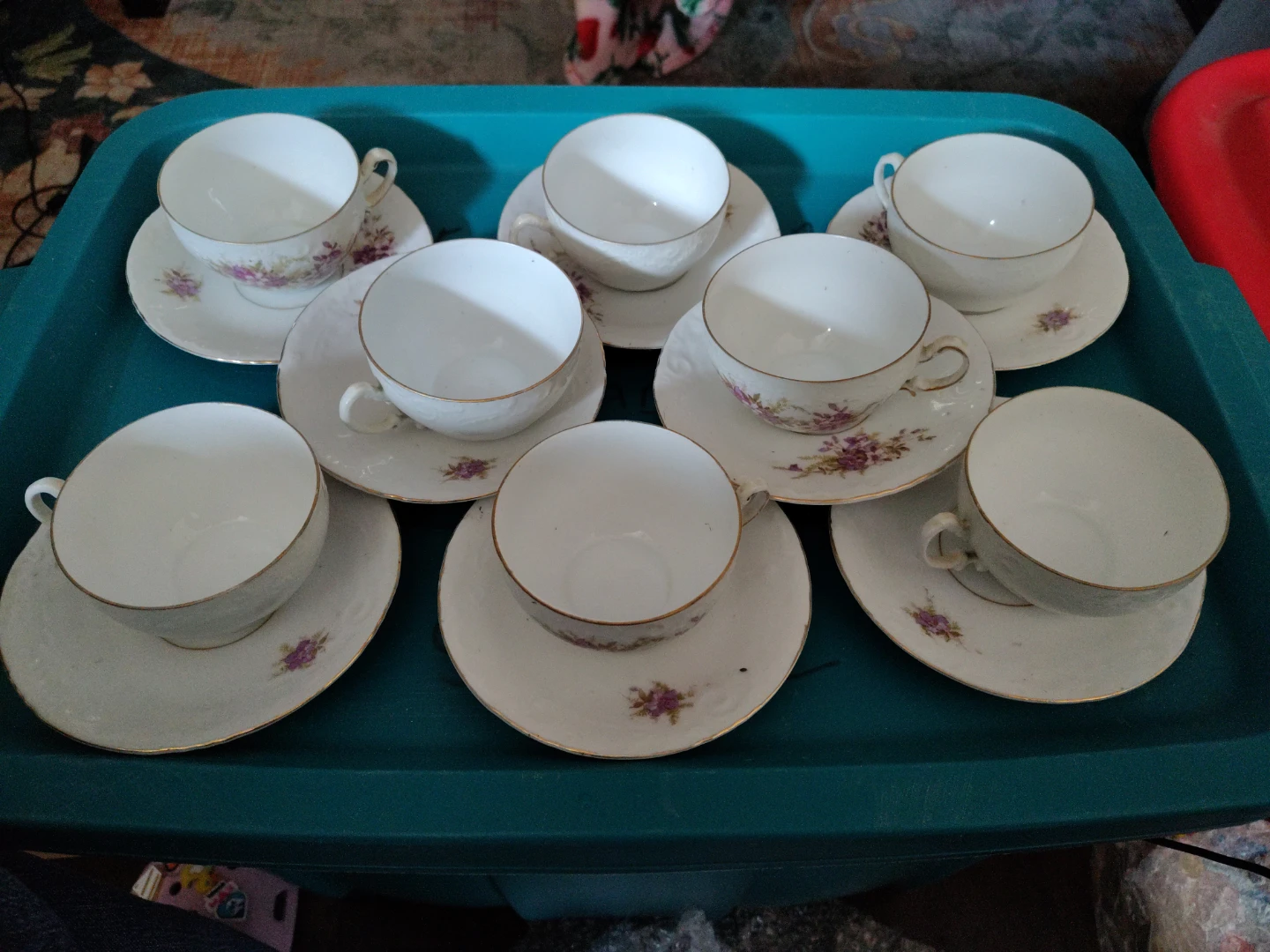 Set of 8 Teacups and Saucers