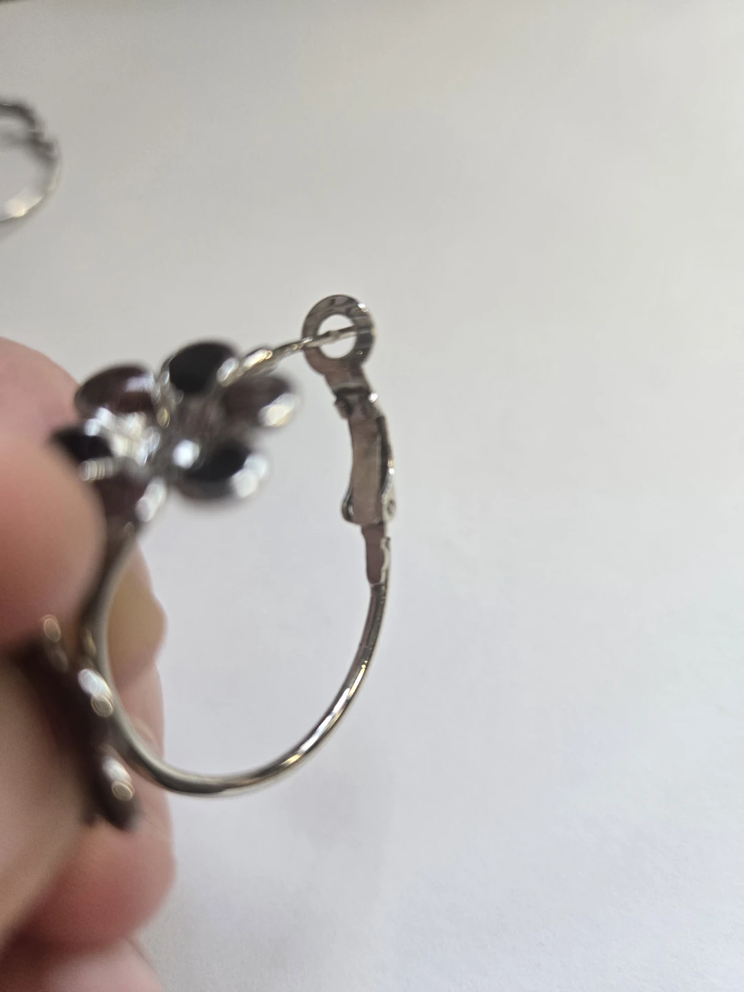 Silver-tone Hoop Earrings with Flowers - photo 3