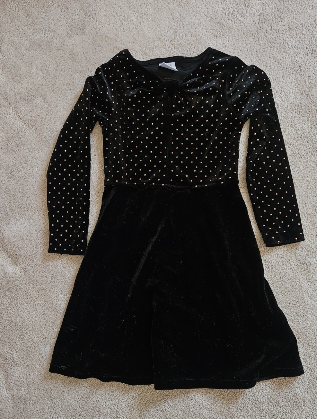 Zara Black Velour Dress with Rhinestones - Size 6