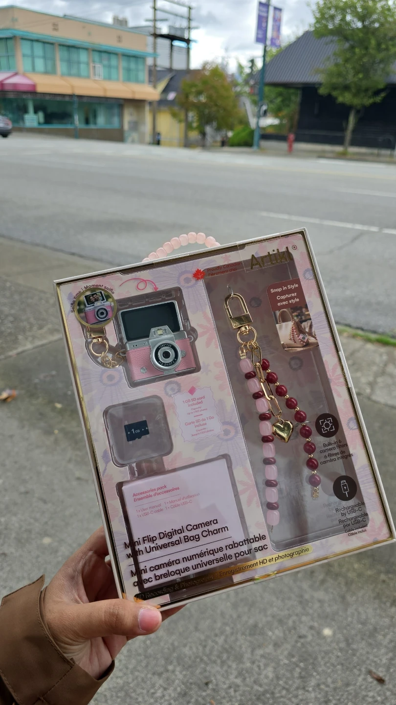 Artikl Mini Flip Digital Camera with Bag Charm Pink
