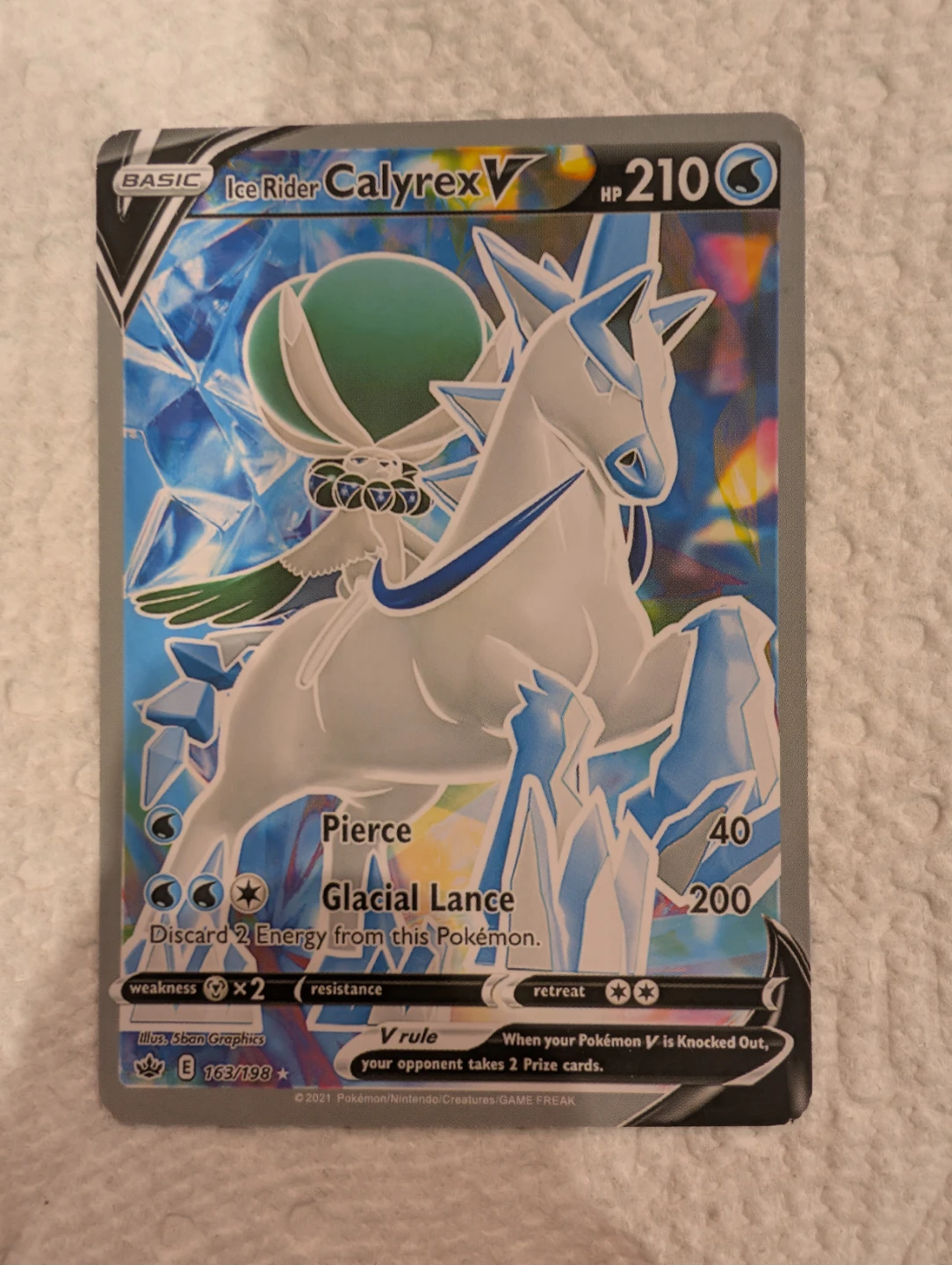 Pokemon Ice Rider Calyrex V Card ( Full Art ) - photo 3