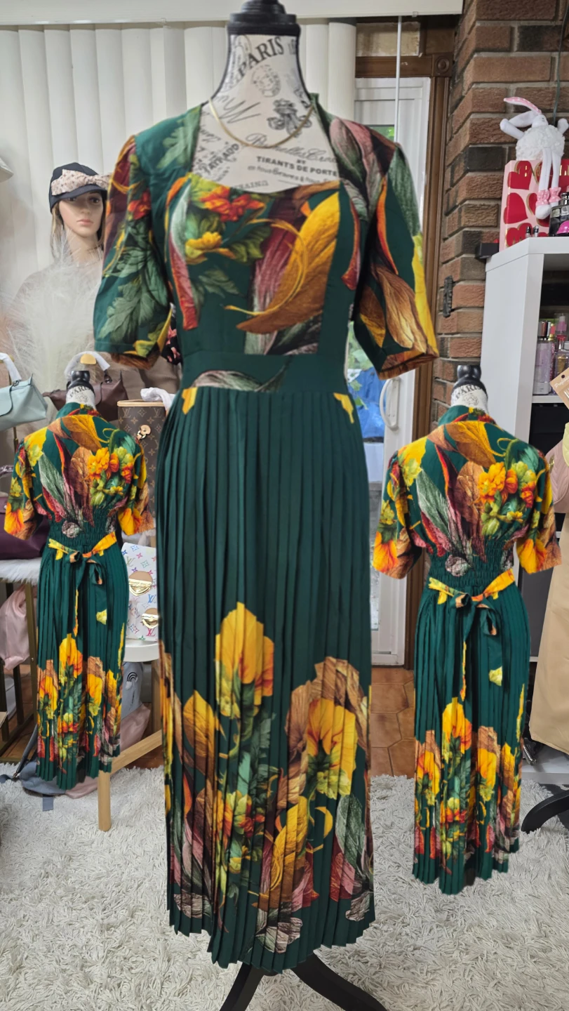 Green Floral Print Maxi Dress