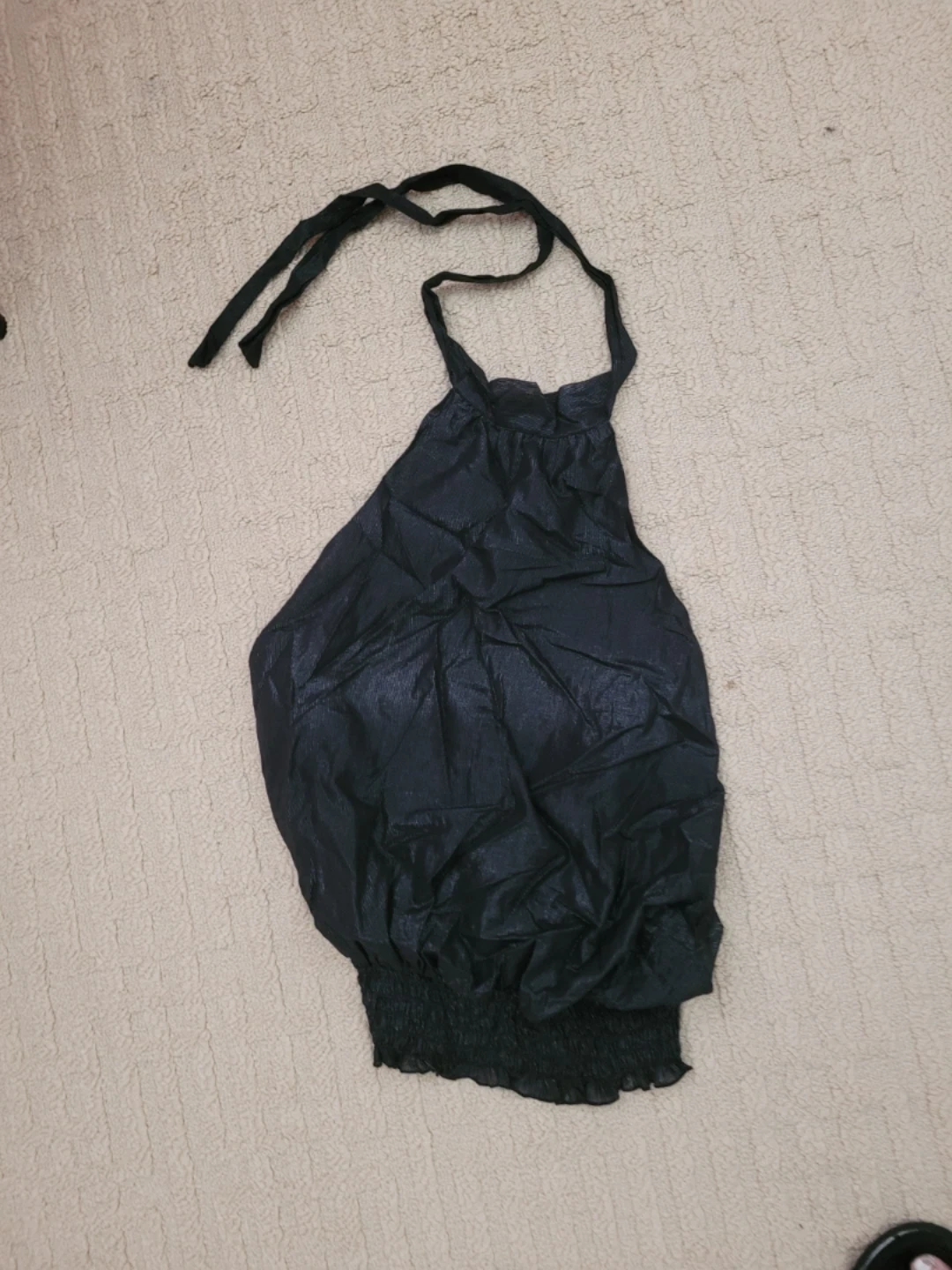 Black Smocked Halter Top