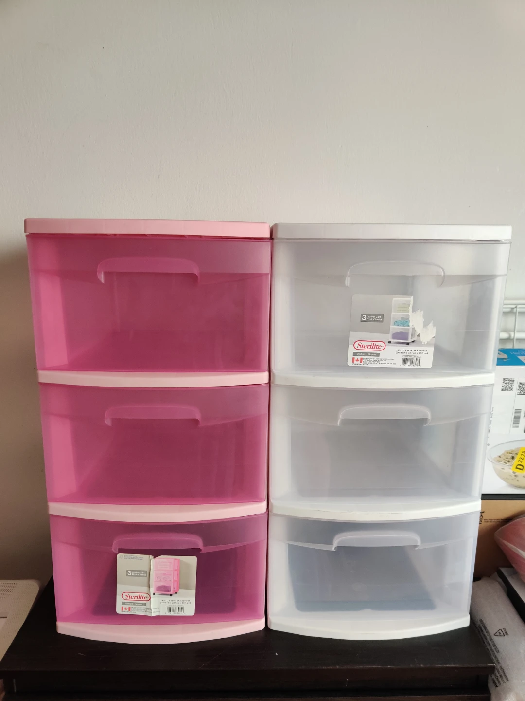 Sterilite 3 Drawer Storage Cart 15 CAD each.