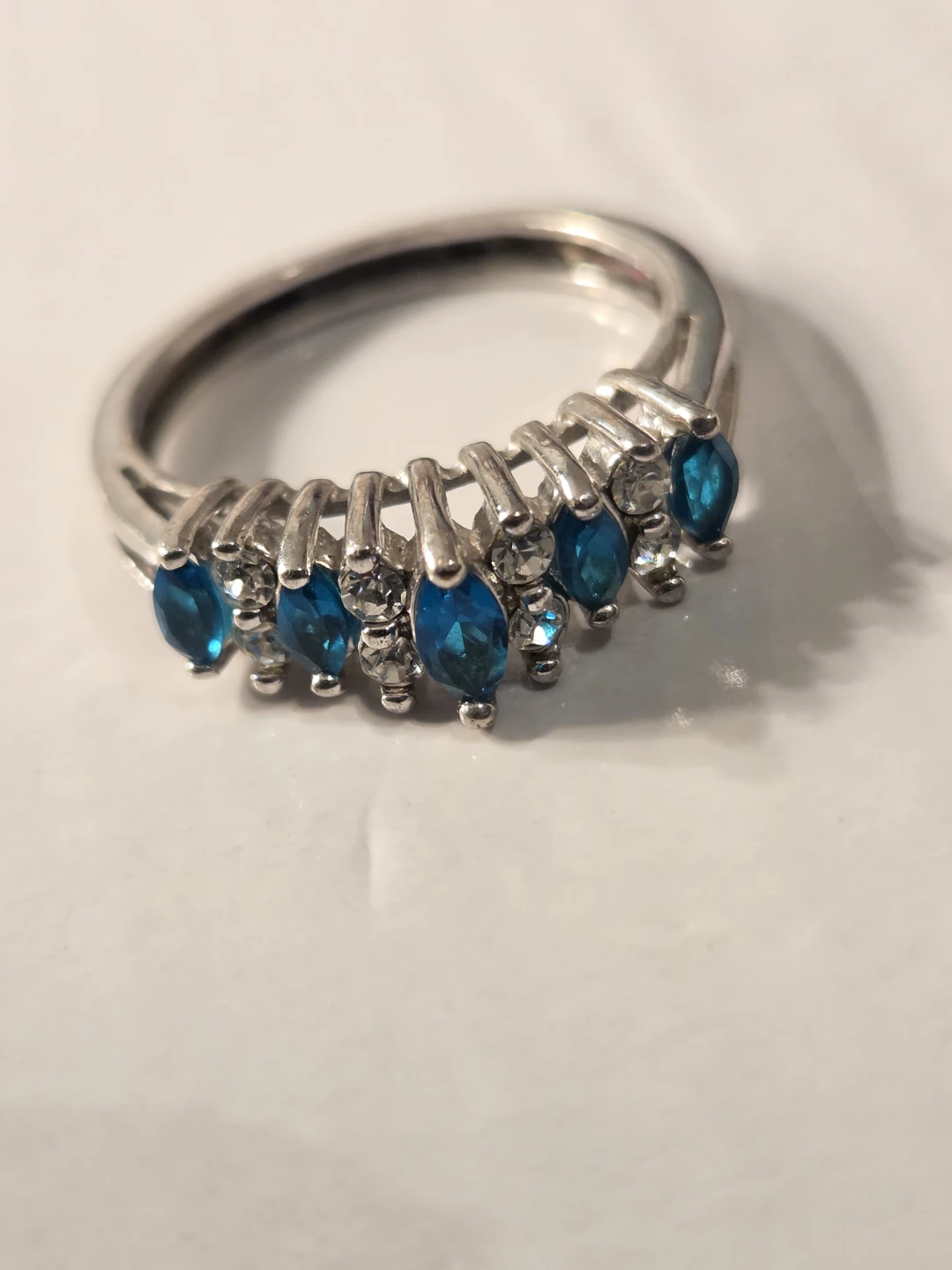 Sterling Silver  filled Avon Ring with Blue Marquee Stones