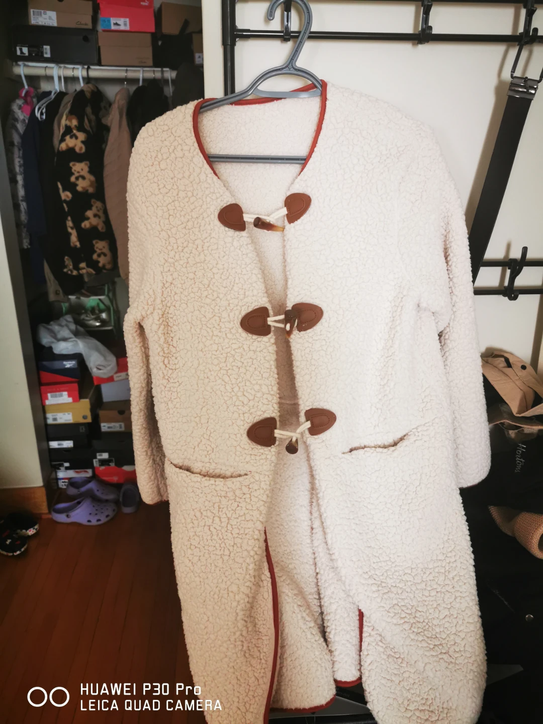 Shein Cream Sherpa Duffle Coat