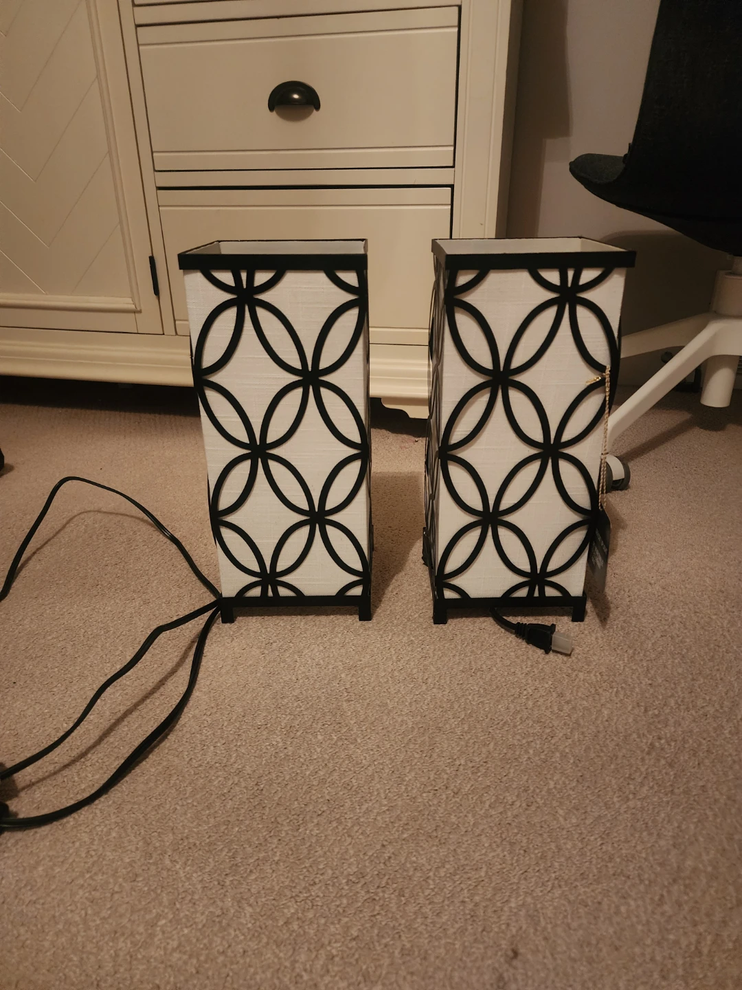 Pair of Table Lamps with Geometric Design