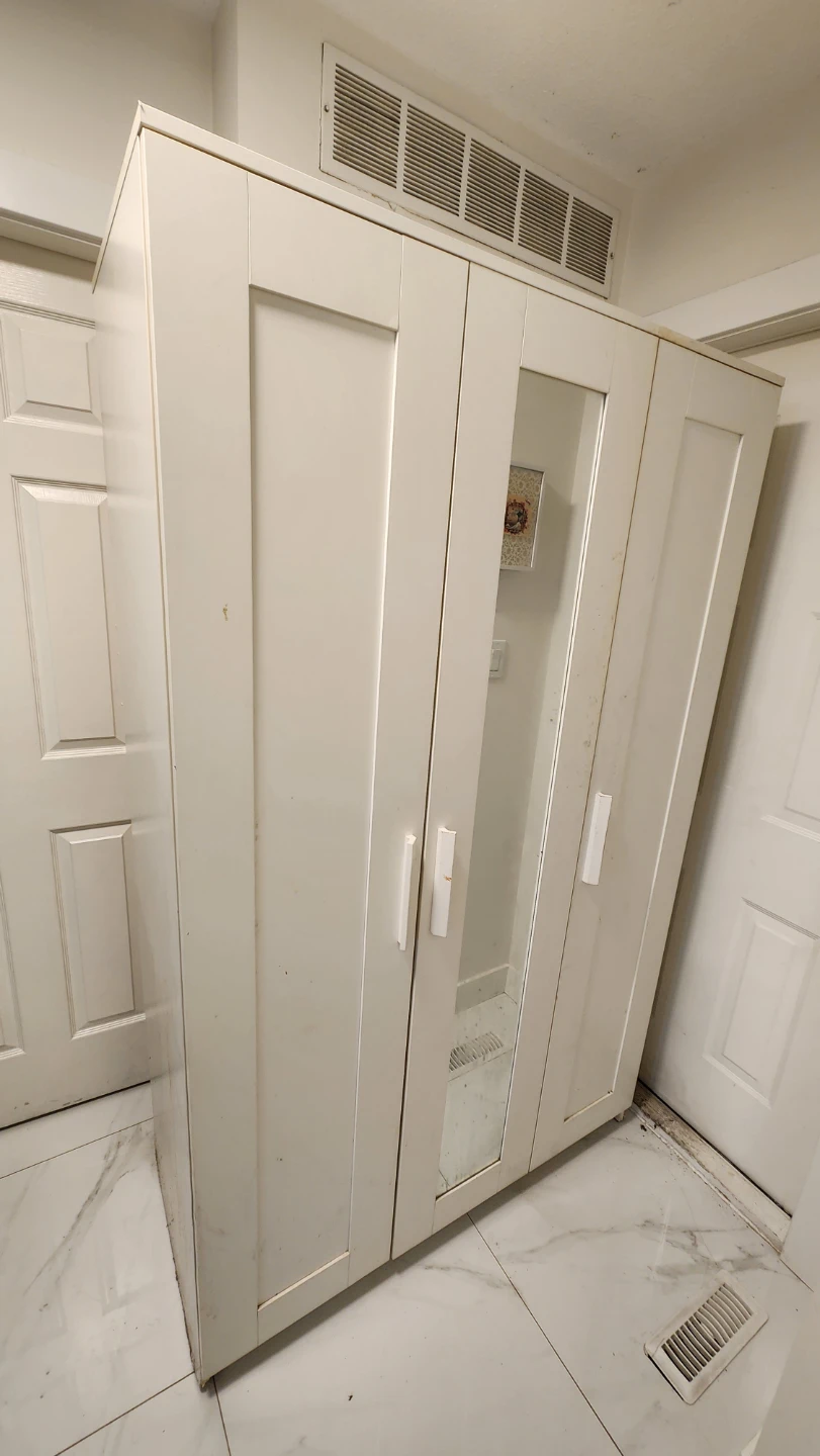 Ikea Brimnes, White 3-Door Wardrobe with Mirrored Panels