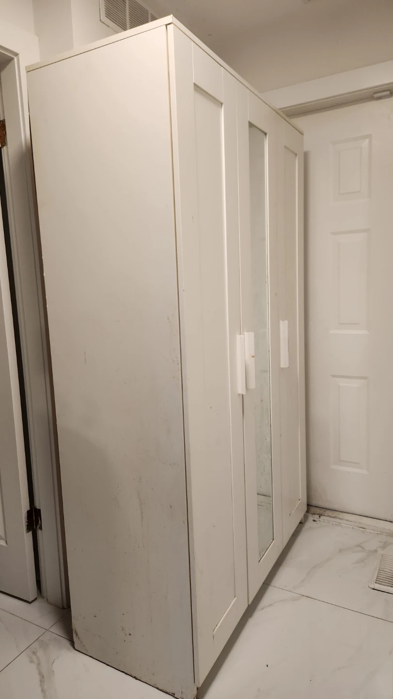 Ikea Brimnes, White 3-Door Wardrobe with Mirrored Panels - photo 2