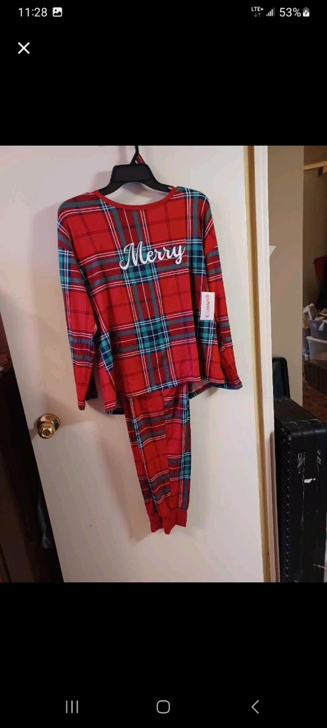 Joyspun Red Plaid Merry Pajama Set