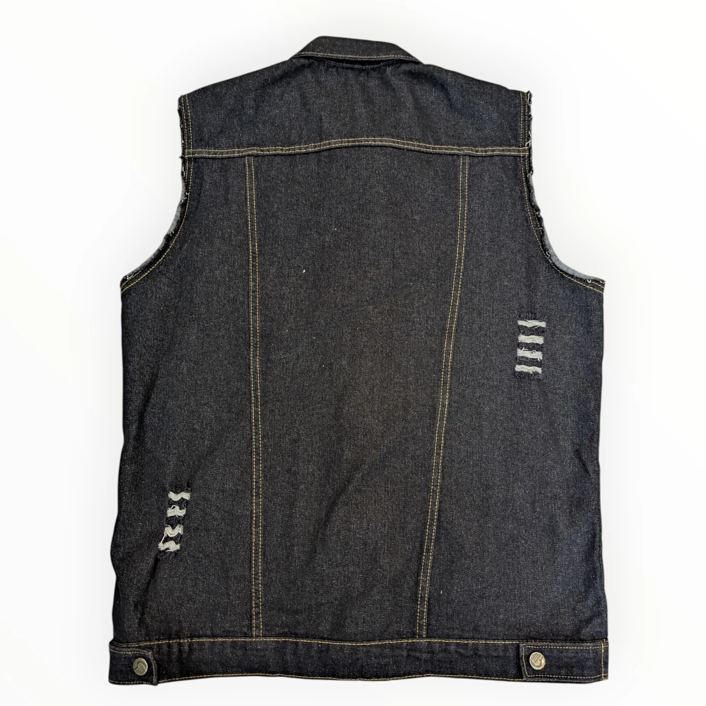 LIKE NEW Distressed Dark Wash Denim Vest MENS XL good as a LRG - photo 3