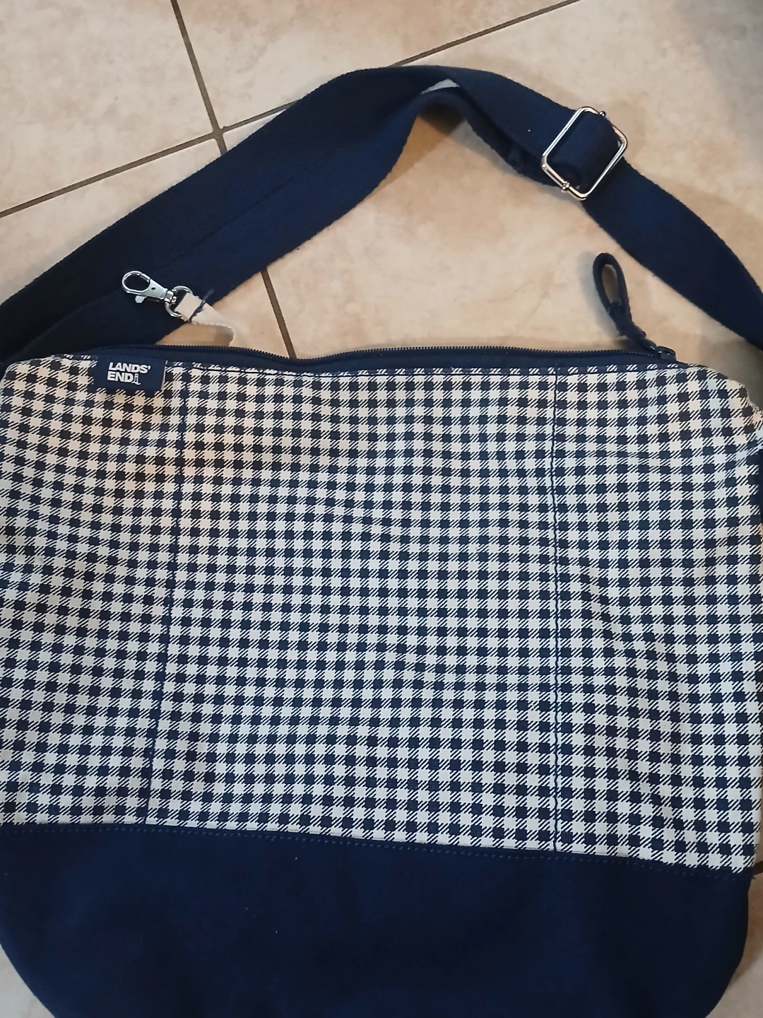 Lands' End Gingham Messenger Bag