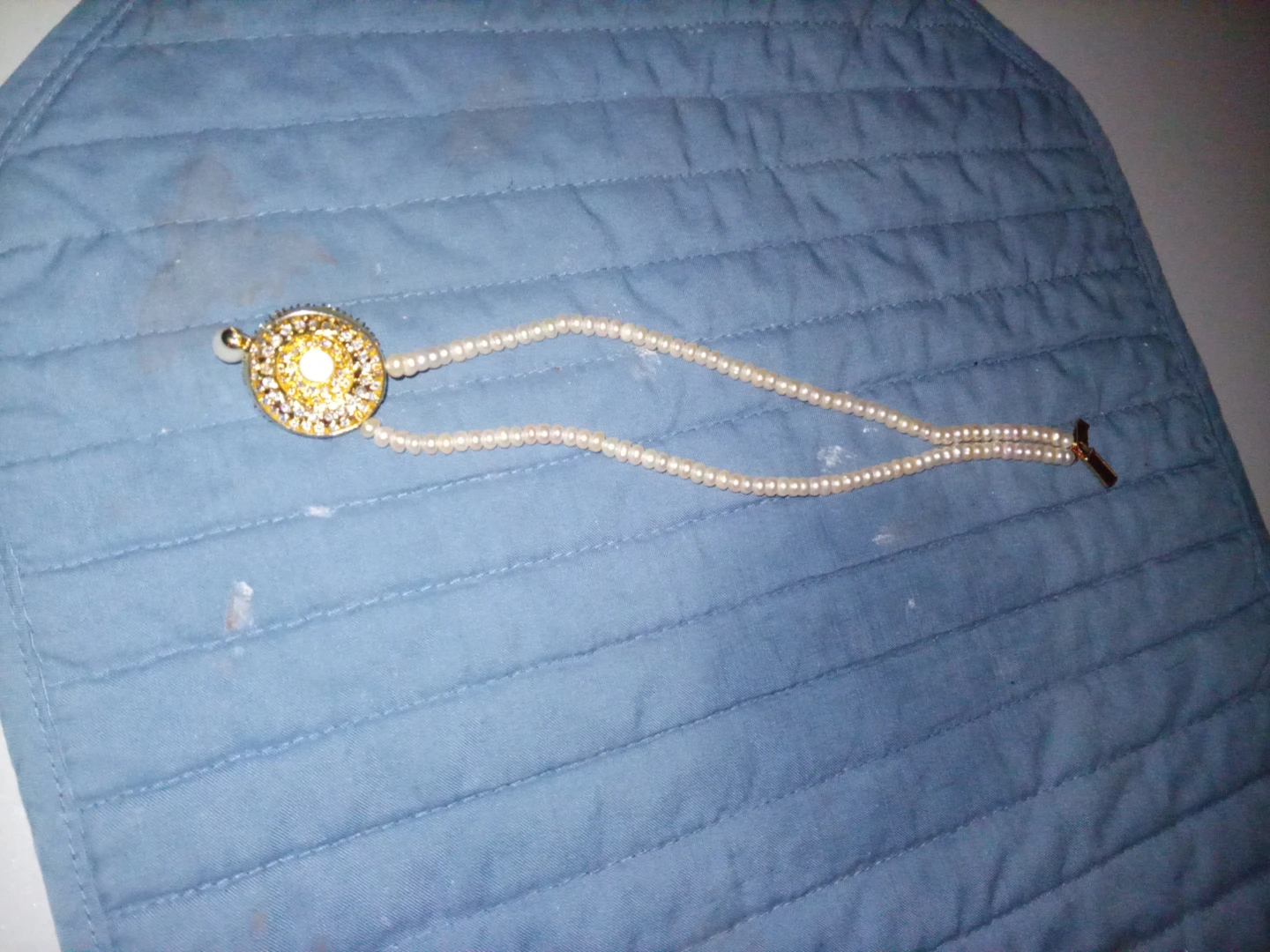 Pearl Necklace with Rhinestone Pendant - photo 2