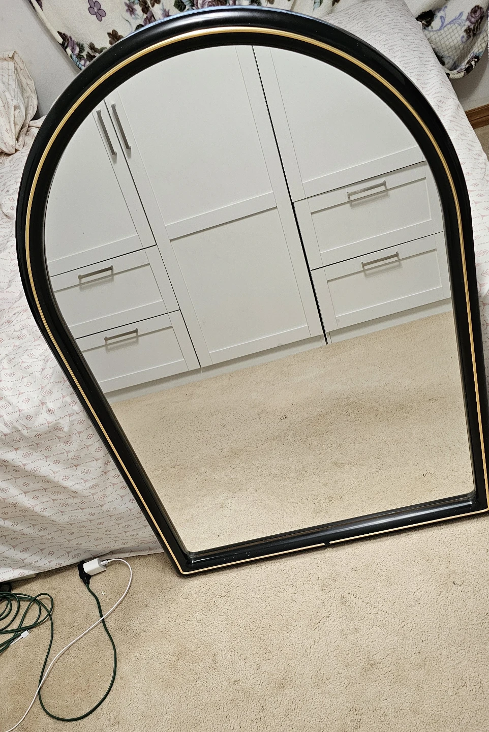 Arched Black Mirror with Gold Trim - photo 2