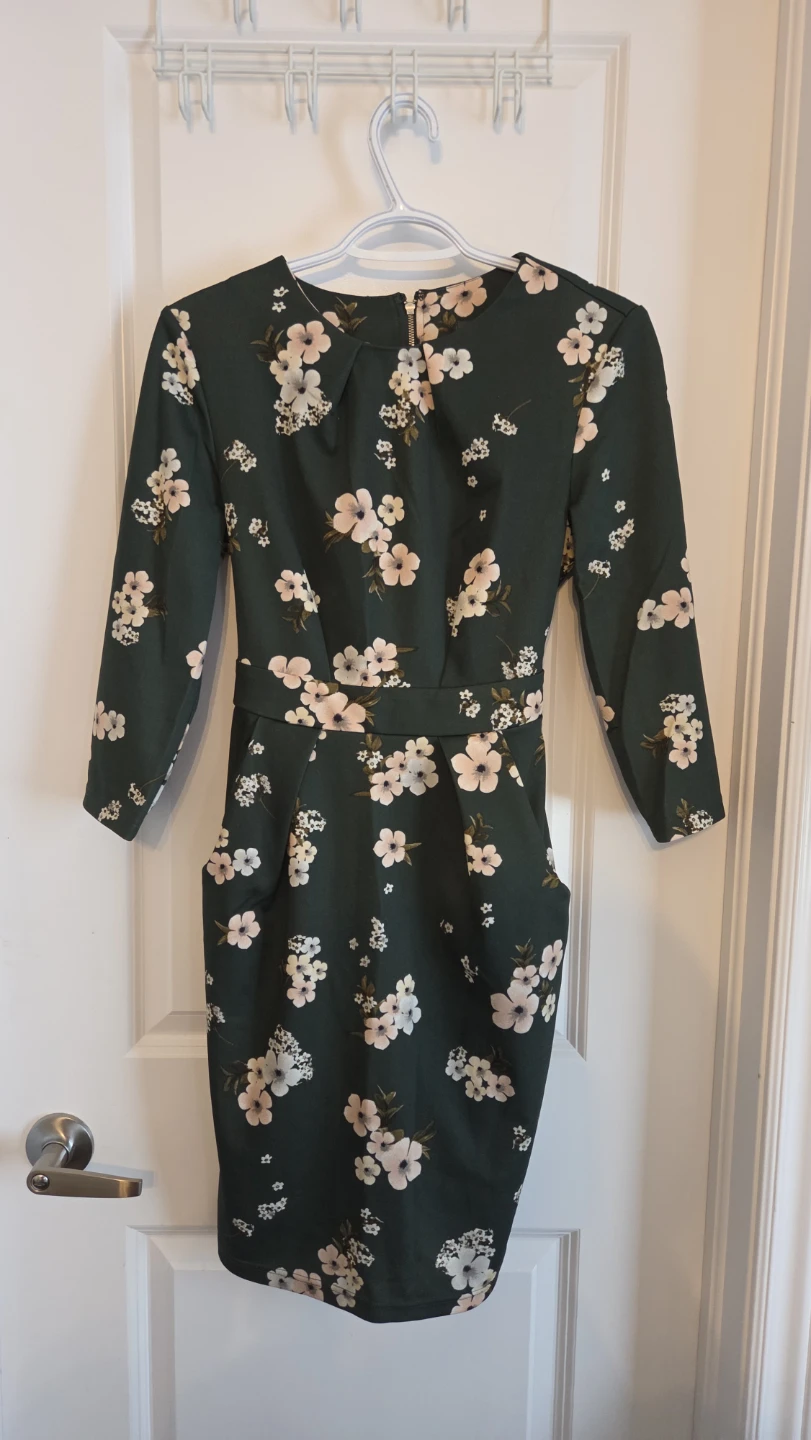 Floral Print Midi Dress with Belt