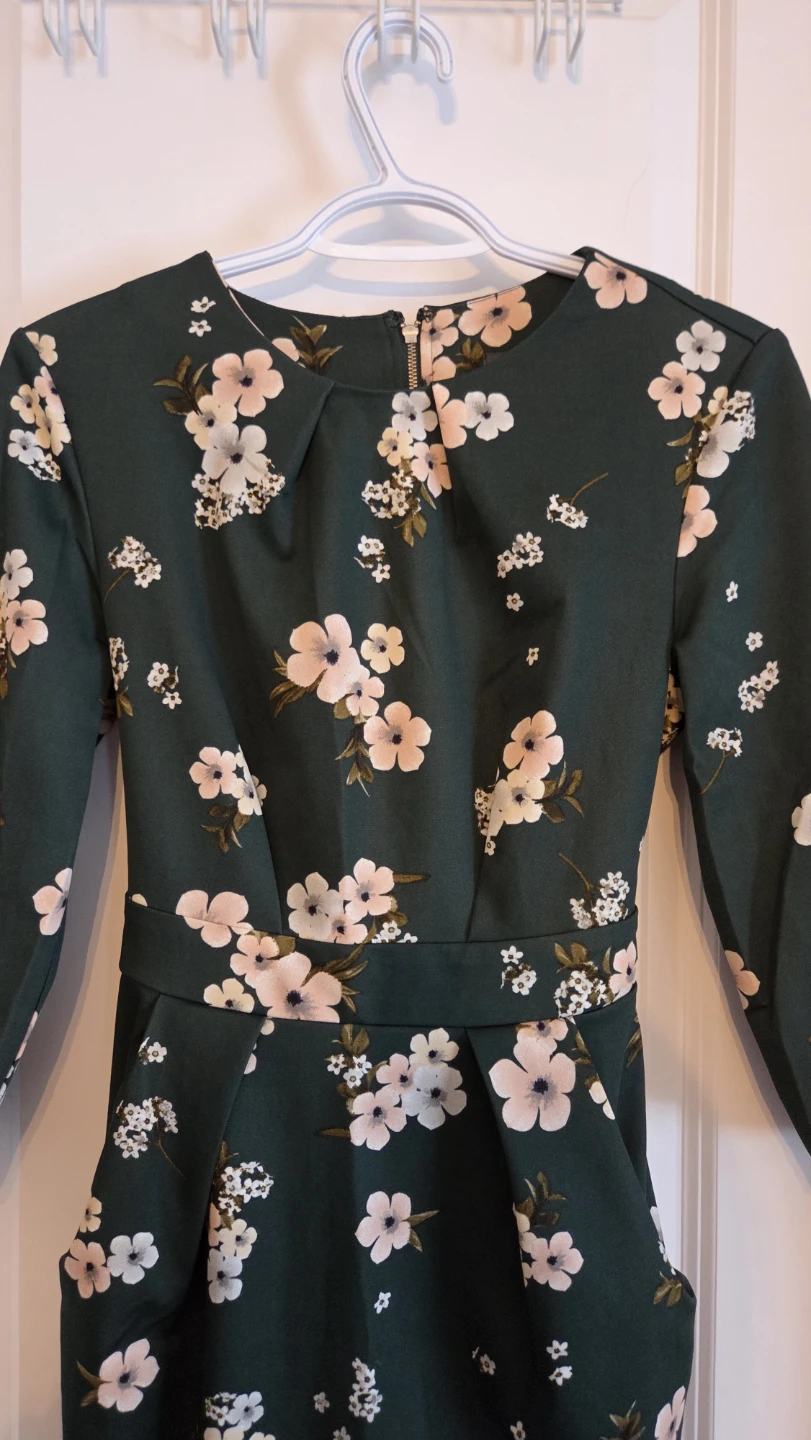 Floral Print Midi Dress with Belt - photo 2