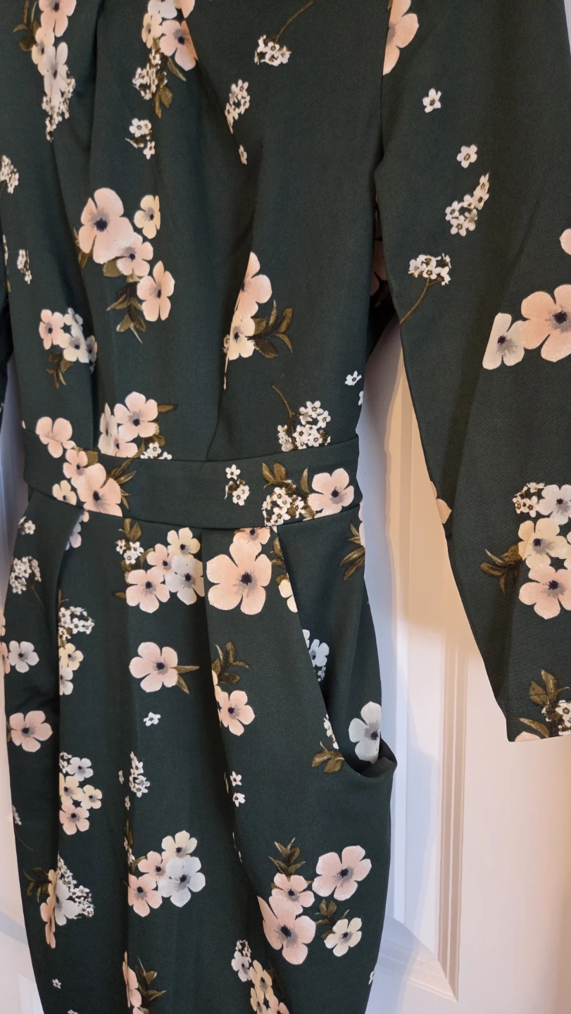 Floral Print Midi Dress with Belt - photo 3