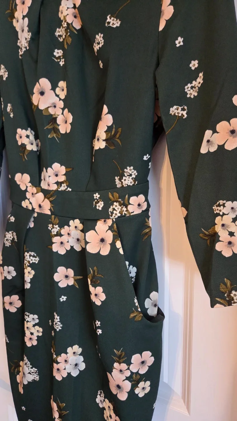 Floral Print Midi Dress with Belt - photo 3