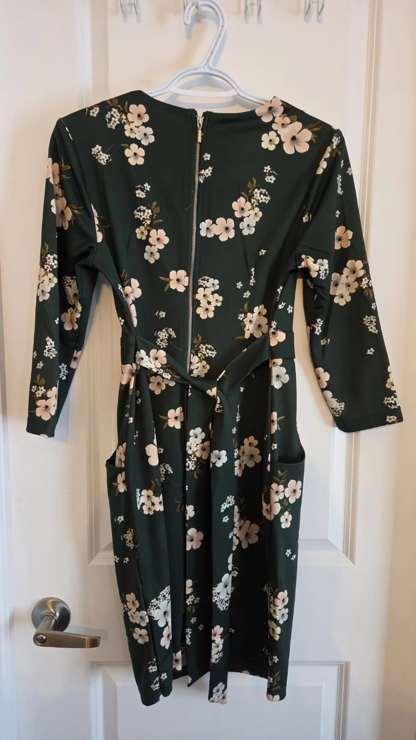 Floral Print Midi Dress with Belt - photo 4