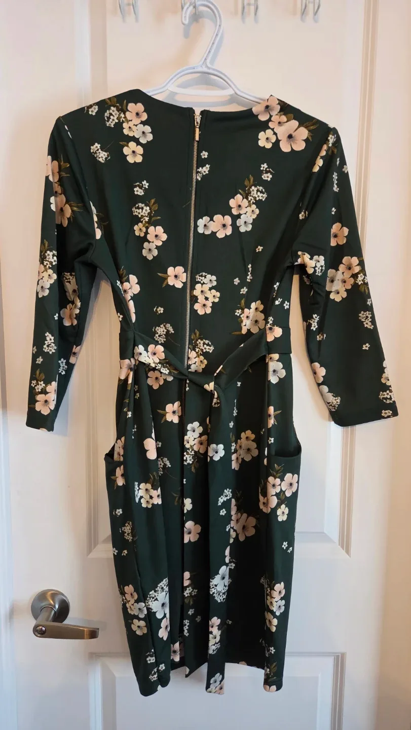 Floral Print Midi Dress with Belt - photo 4