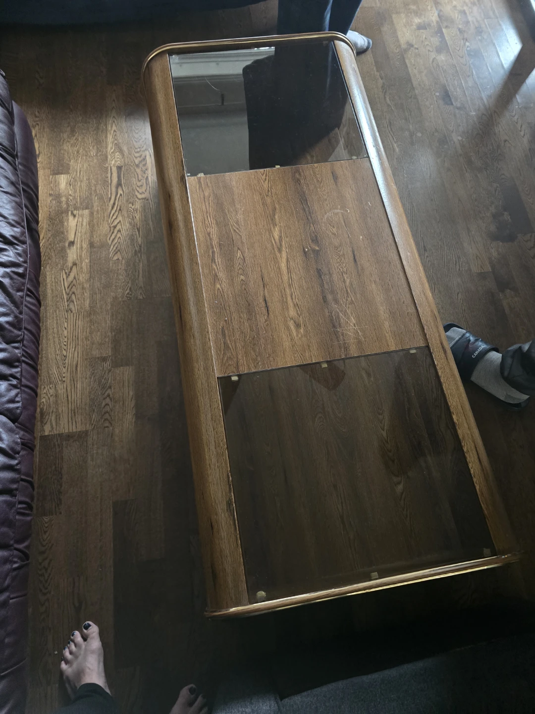 Vintage Wood and Glass Coffee Table - photo 2
