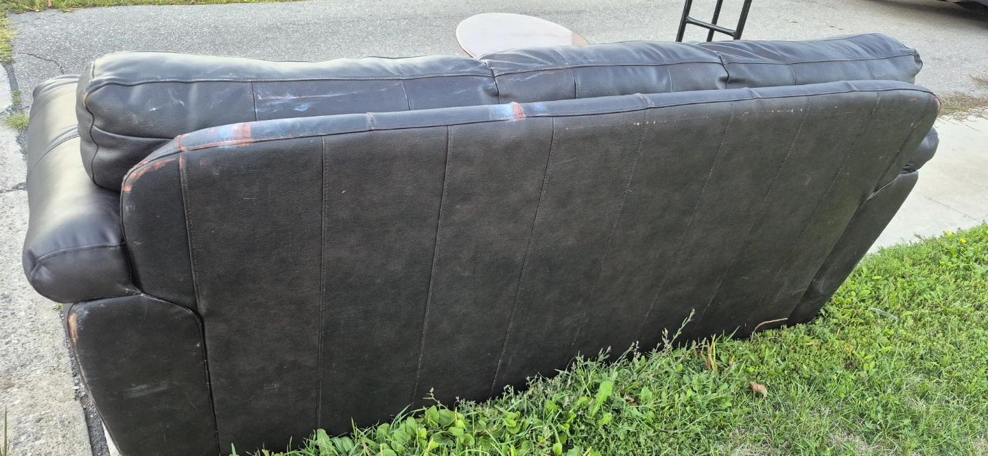 Dark Brown Faux Leather Sofa - photo 3