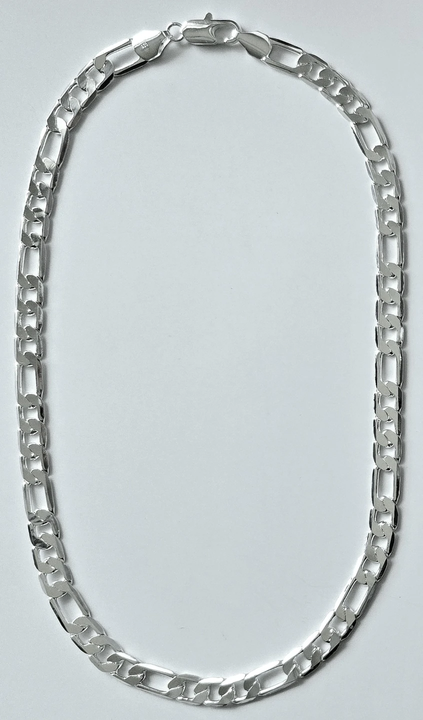 Silver Figaro Flat Link Chain