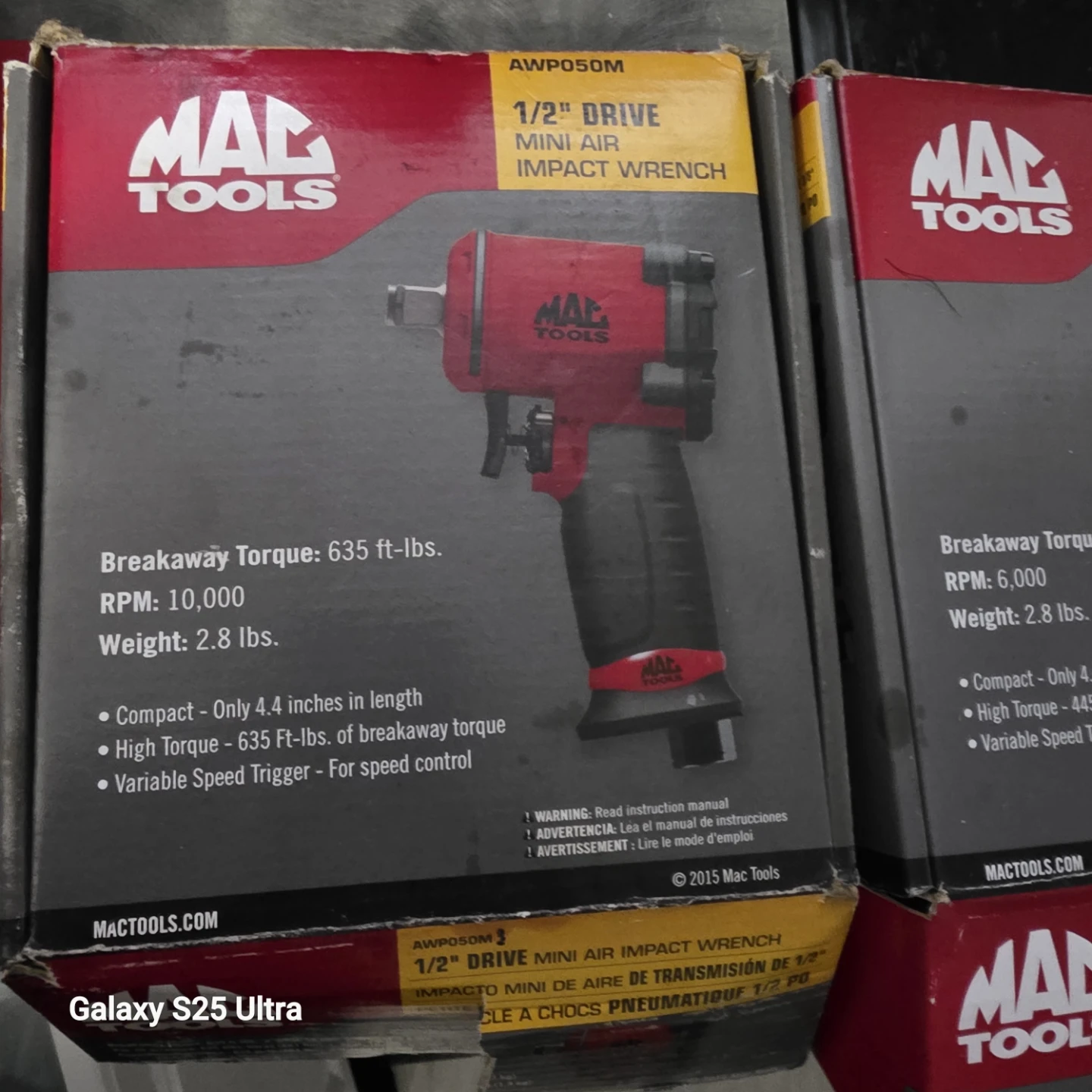 MAC TOOLS 1/2" Drive Mini Air Impact Wrench AWP050M - photo 3