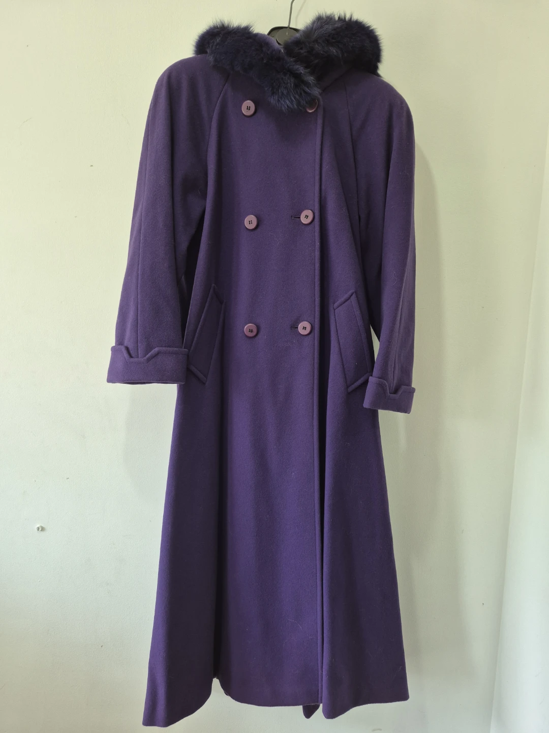Vintage Liptons Purple Wool & Cashmere Long Coat