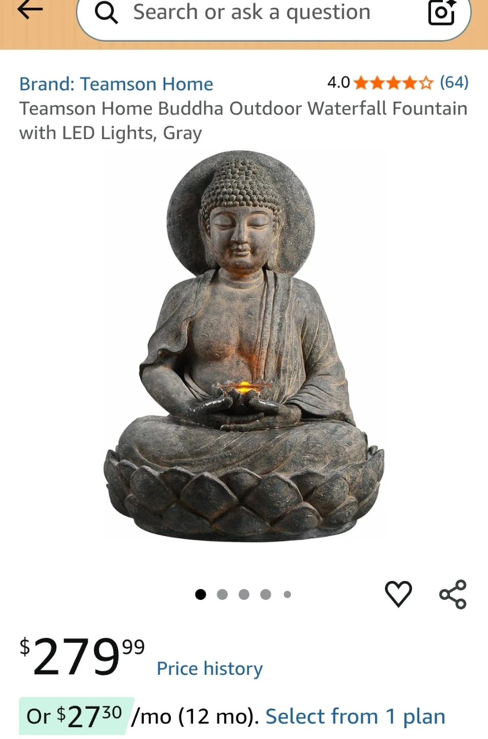 Teamson Home Buddha Outdoor Waterfall Fountain with LED Lights - photo 4