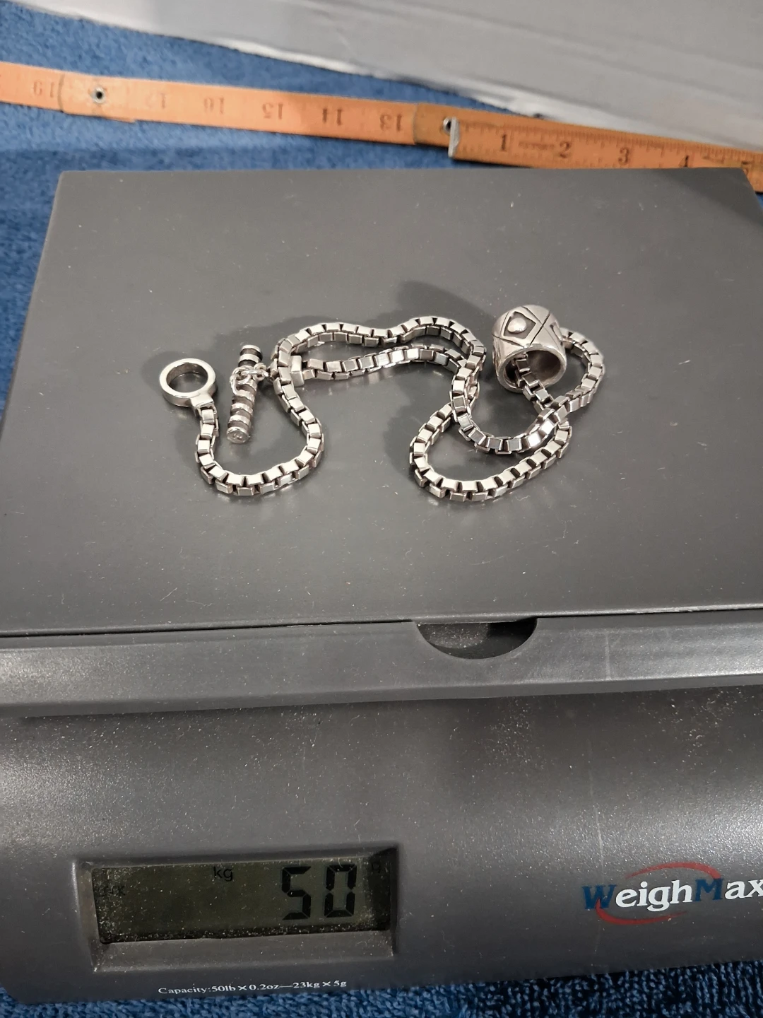 LISA JENKS 92.5  box chain with Cylinder Pendant 50 gr. 17.5" - photo 4
