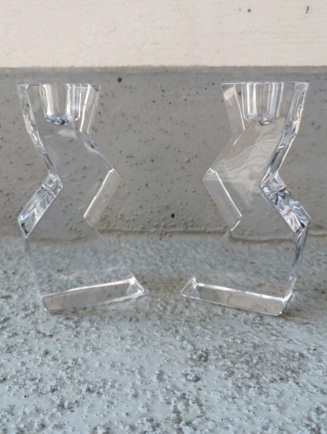 Vintage Mikasa Enigma Lead Crystal Candlestick Holders Pair