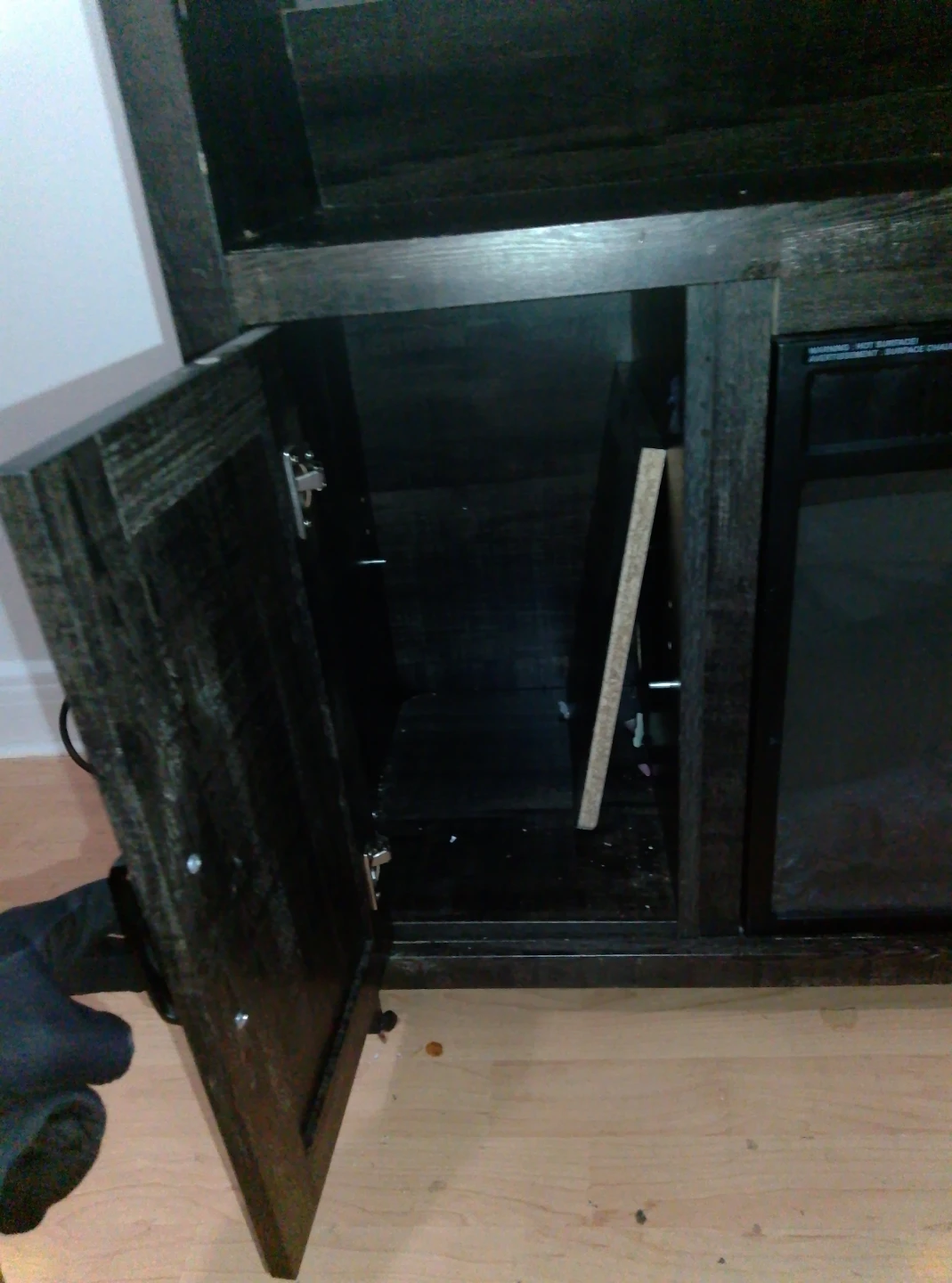 Dark Wood Media Console with Fireplace Insert - photo 2